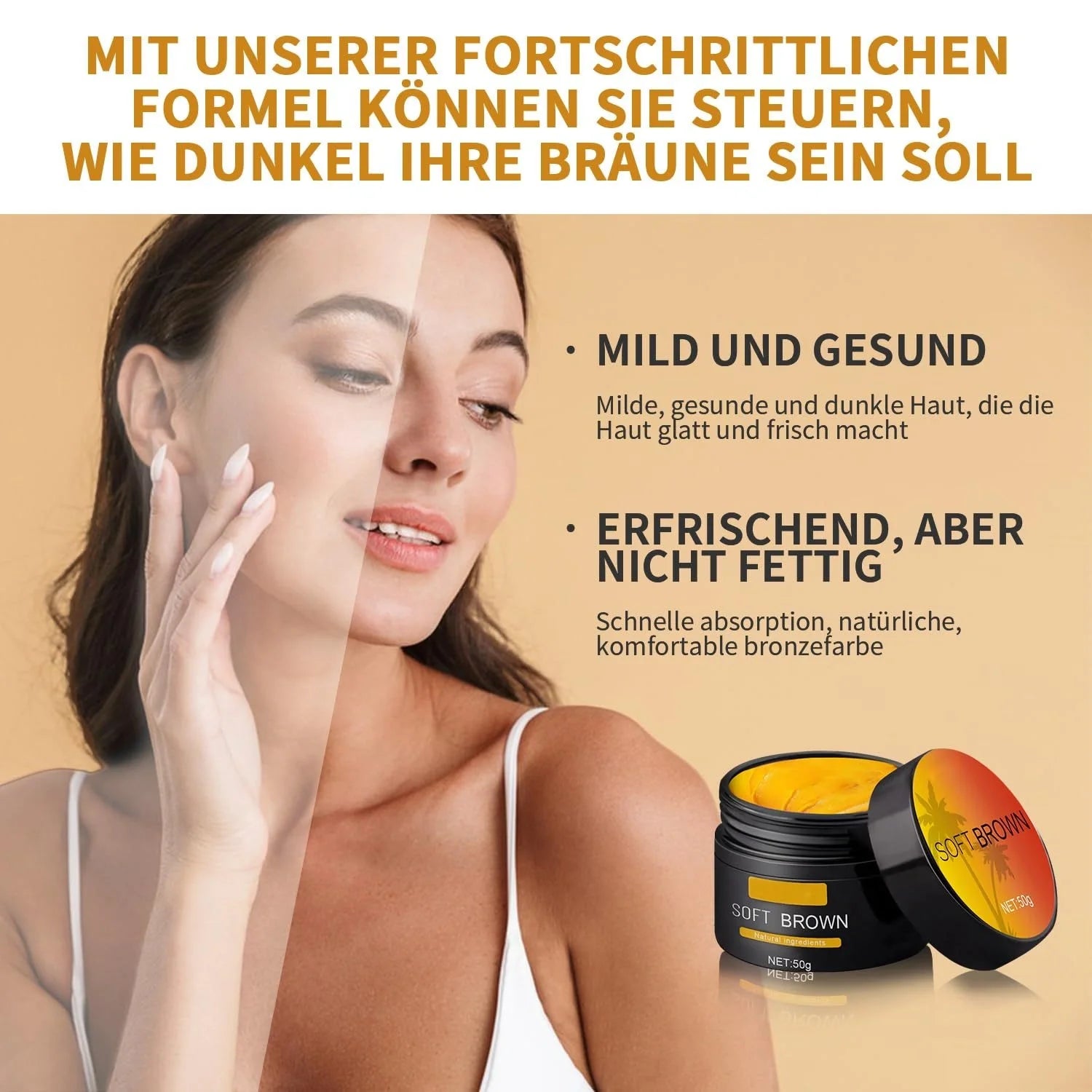 Suntanning Beauty Cream for even skin tone application, 11.0 grams