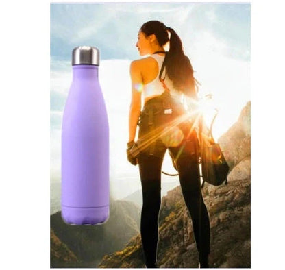 Insulated stainless steel water bottle with rubber painted surface in various colours