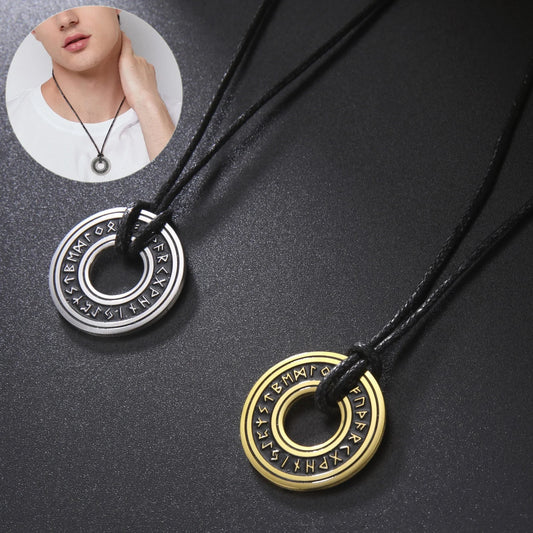 Vintage Norse rune necklaces for men, featuring a range of intricate Viking symbols and designs crafted from premium stainless steel