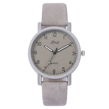 Stylish analog quartz watch for women with stainless steel clasp and PU leather strap in various colors