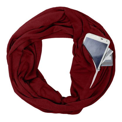 Solid colour pocket scarf with zippered pocket in various colours