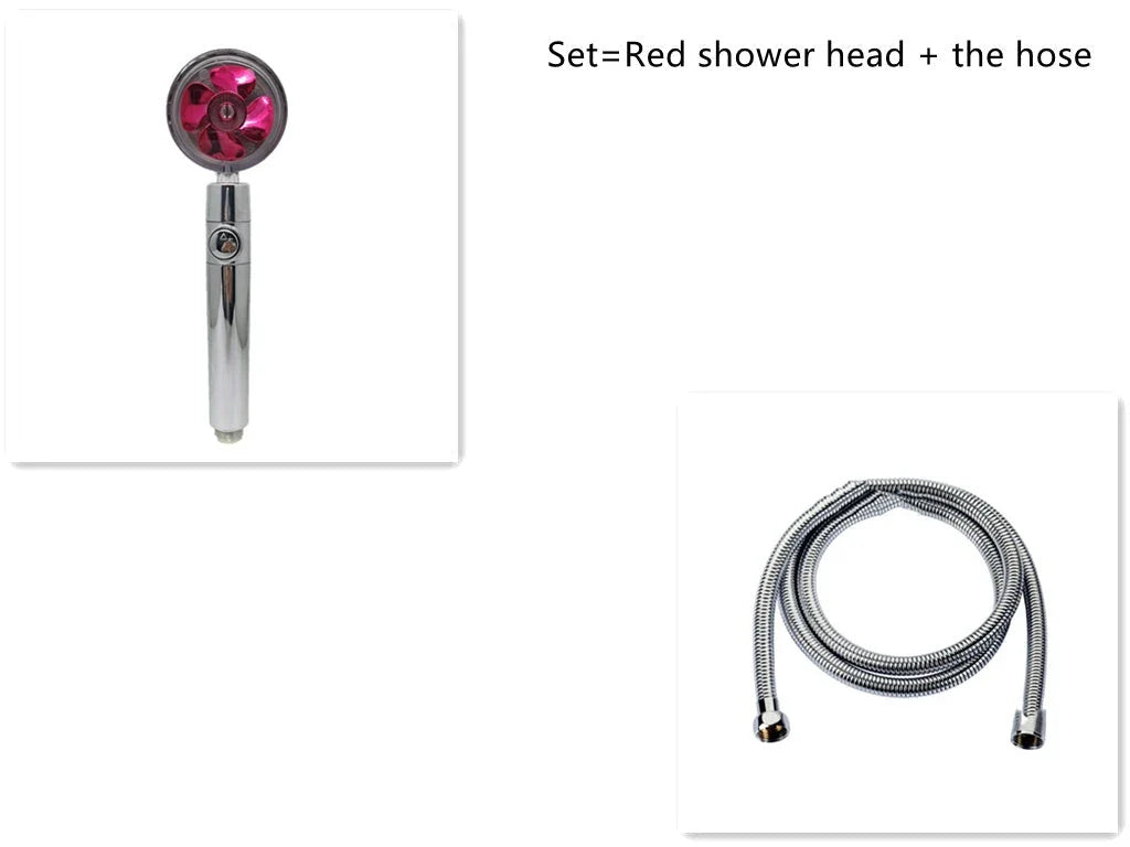 360-degree rotating high-pressure shower head with built-in fan and adjustable water spray
