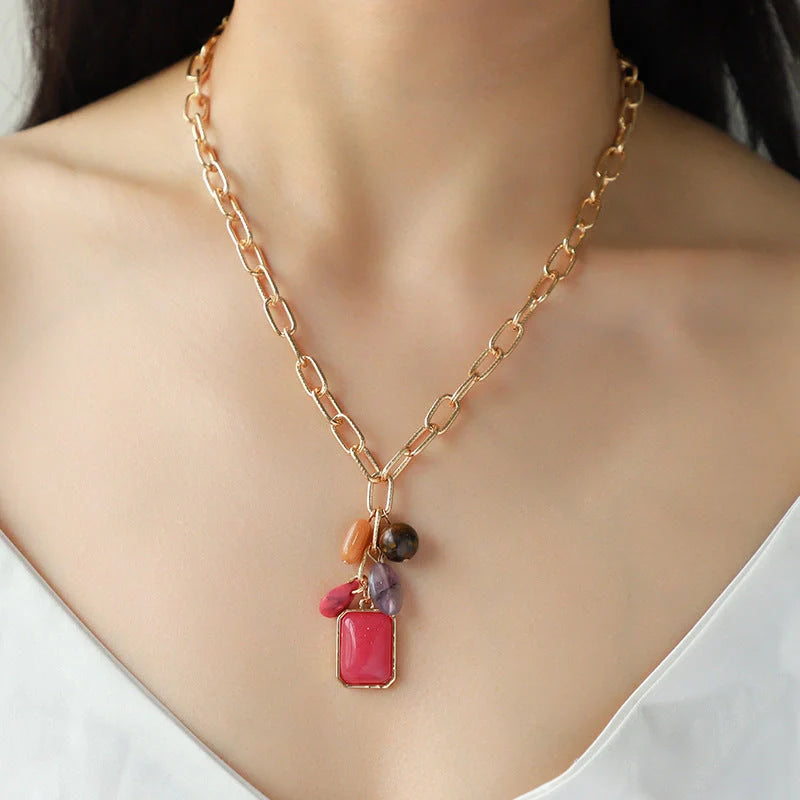 Elegant zinc alloy geometric pendant necklace for women with a unique design