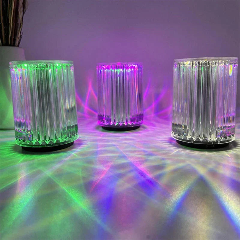 Acrylic LED table lamp with customizable RGB color lighting for home decor and ambiance