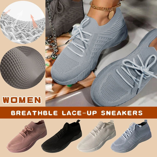 Women's Knit Sneakers in various colors, featuring a lightweight, breathable design and cushioned soles for all-day comfort.