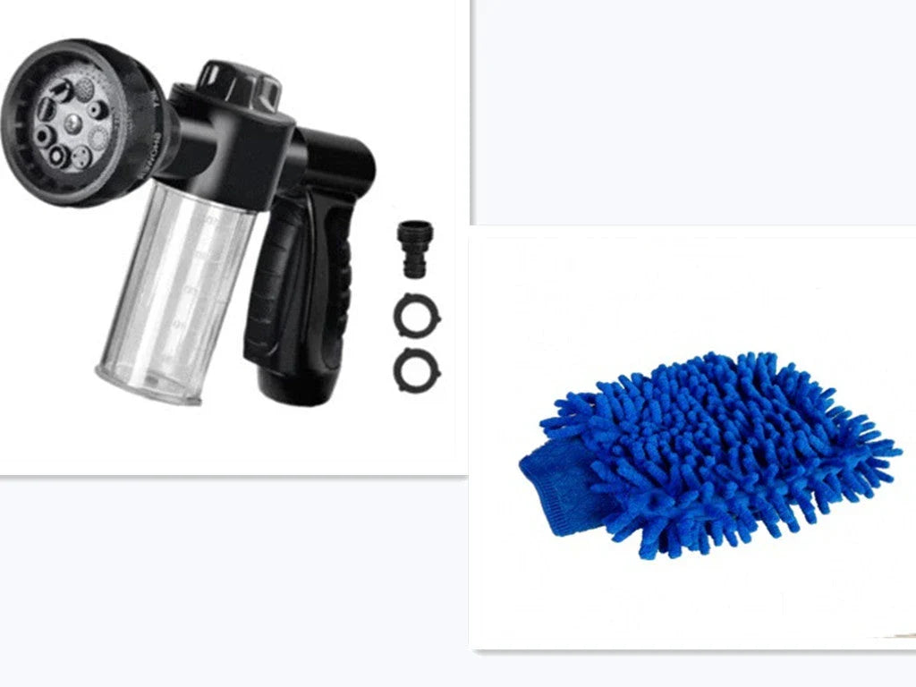 A premium high-pressure automotive foam sprayer with adjustable 8-in-1 spray settings for efficient car washing, garden maintenance, and household cleaning