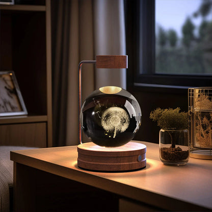 Enchanting crystal ball night light with cosmic designs, creating a warm and soothing ambiance in any room.