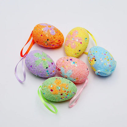 Colorful DIY Easter egg hanging decorations in various sizes and styles, perfect for springtime displays and celebrations.