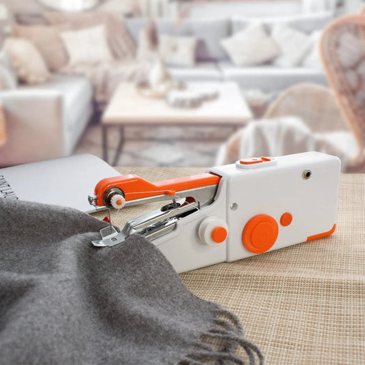 Portable mini hand sewing machine in various colors with compact design for easy sewing on the go