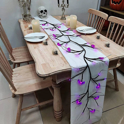 Spooky Halloween vine lights with cartoon bats and pumpkins for festive indoor and outdoor decor