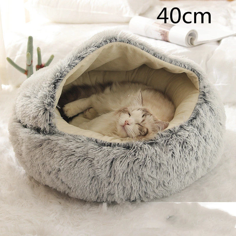 Cozy and comfortable 2-in-1 pet bed for cats and dogs, featuring plush, warm, and soft materials