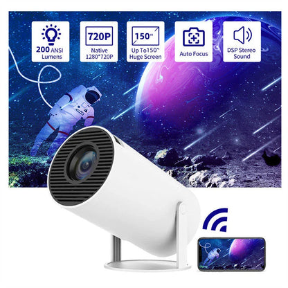 Magcubic HY300 Portable Projector with 180-degree rotation, automatic keystone correction, and wireless connectivity for a seamless home entertainment experience.