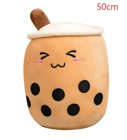 Strawberry Milk Tea Plush Boba Toy Pillow in various colours and sizes