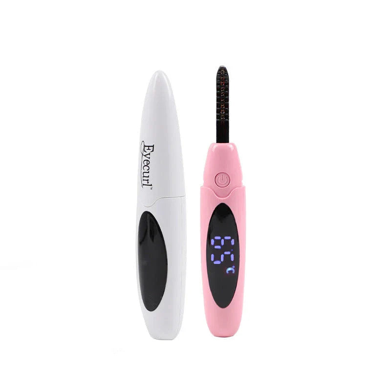 Cordless electric eyelash curler with USB charging and multiple temperature settings for long-lasting, salon-quality curl