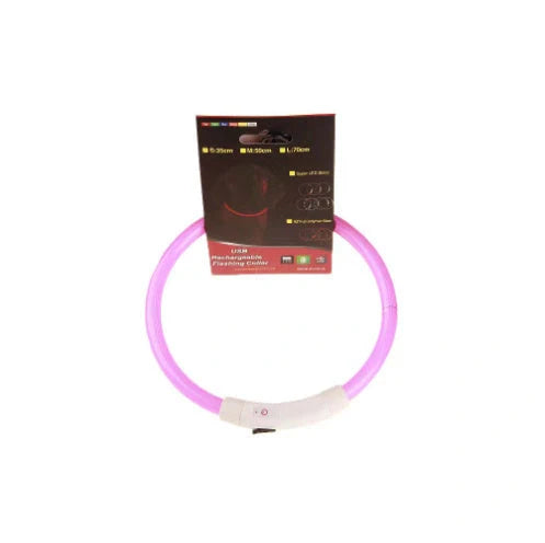USB rechargeable LED pet safety collar for night visibility