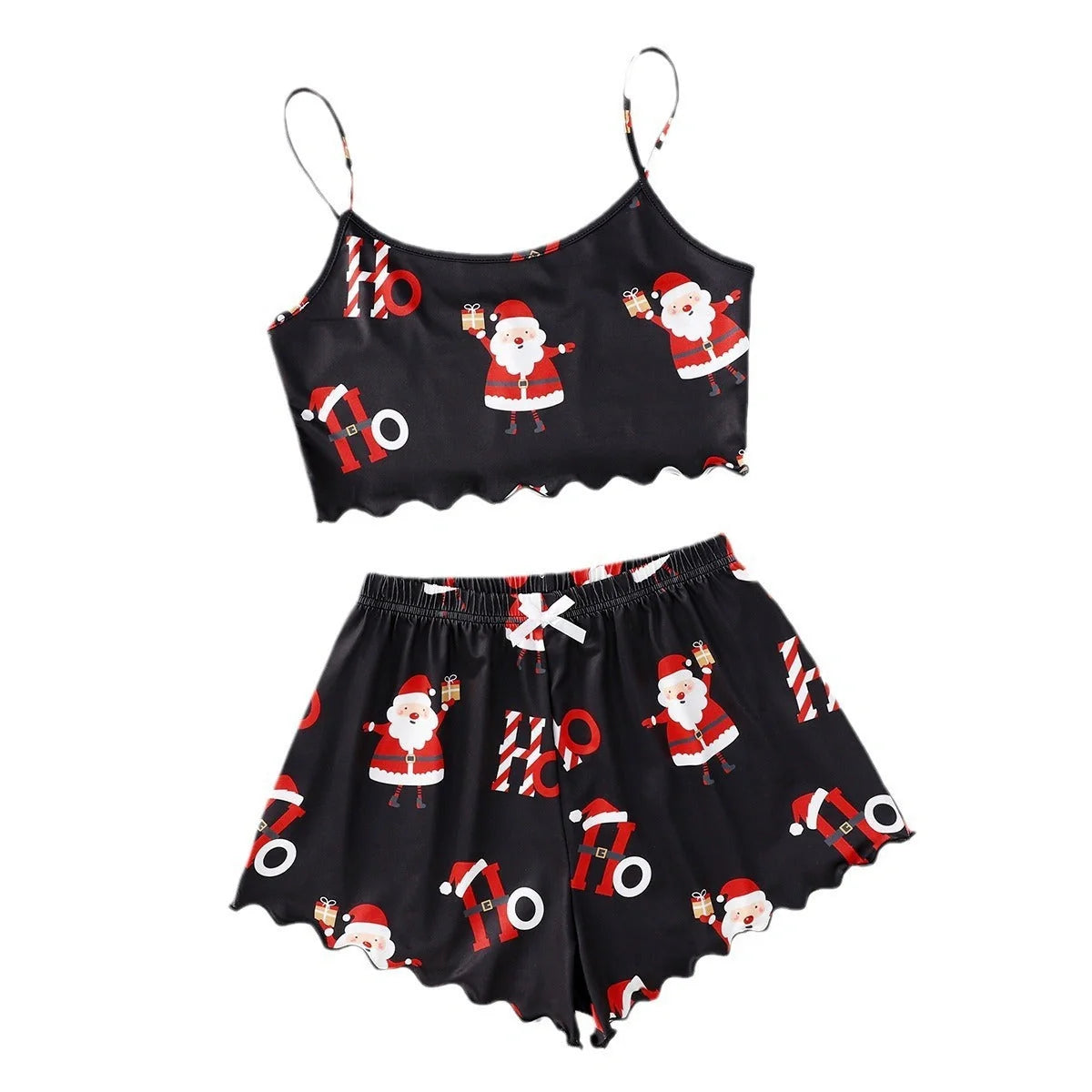 Women's Christmas-themed thin milk silk pajamas set with festive designs