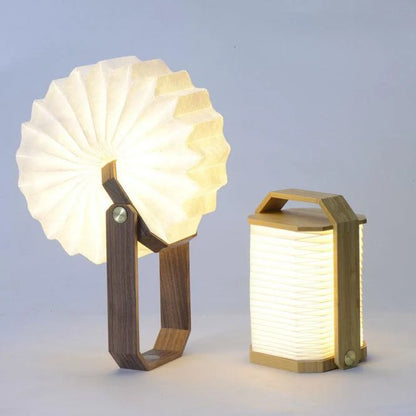 Nordic style wooden hand lamp with USB rechargeable feature, extendable up to 30 cm