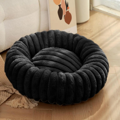 Plush round pet kennel for dogs, available in multiple colours and sizes for winter comfort