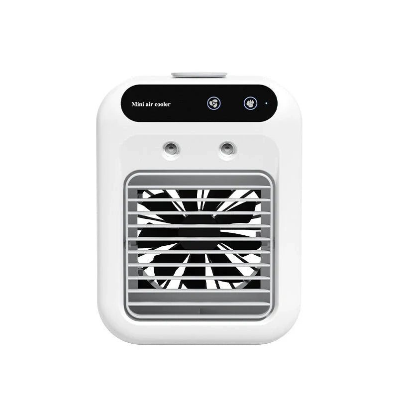 Portable USB-powered air cooler with humidifying function, ideal for home, office, and car use