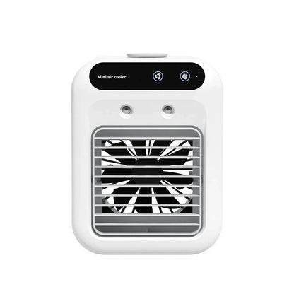 Portable USB-powered air cooler with humidifying function, ideal for home, office, and car use