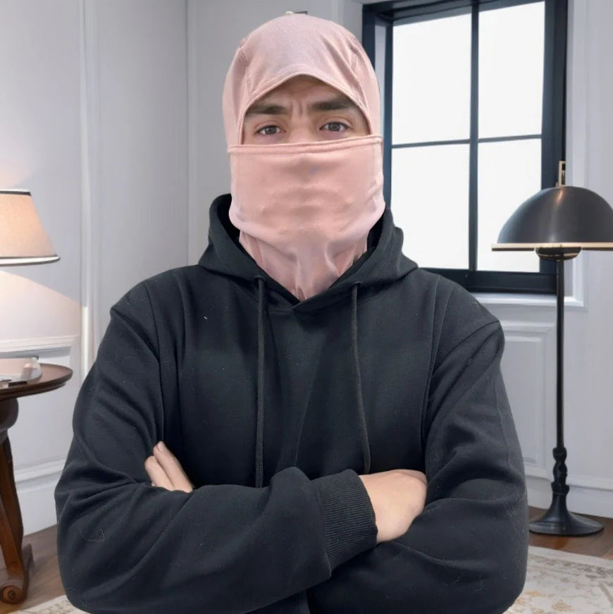 Head Cover And Face Mask with colour-changing feature in various lighting conditions