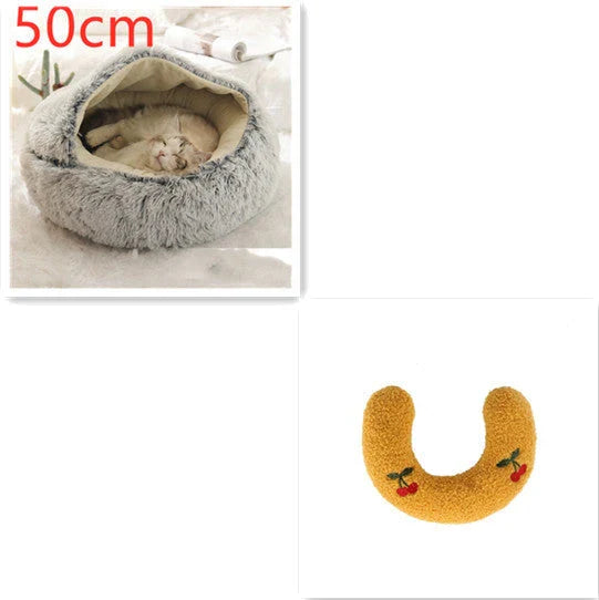 Cozy and comfortable 2-in-1 pet bed for cats and dogs, featuring plush, warm, and soft materials