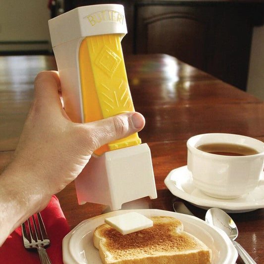 Yellow Stick Butter Cutter Cheese Slicer with one-button dispenser for kitchen use