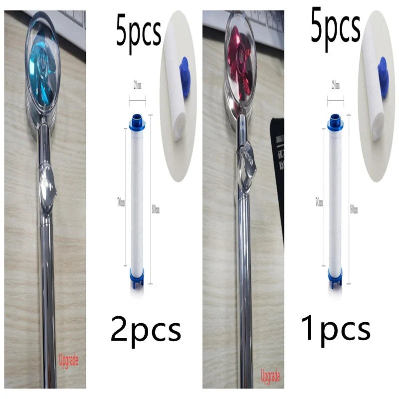 Turbo Propeller Shower Head in various colours with 360-degree fan extension