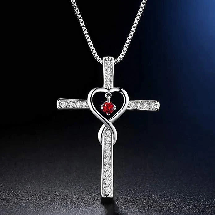 Elegant gold-plated Christian cross necklace with sparkling zircon and diamond gemstones