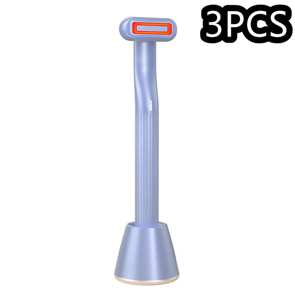 360 Degrees Rotary Eye Massage Wand with Red LED Light and Therapeutic Warmth for skincare
