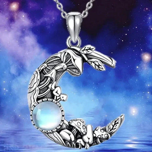 Bohemian Moon & Star Alloy Pendant Necklace with celestial design on O-ring chain