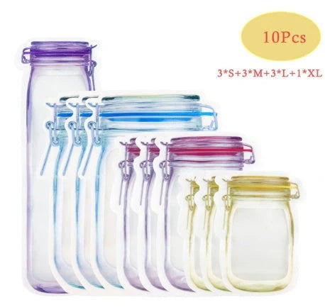 Reusable waterproof sealed snack storage bag with zipper, 1L capacity