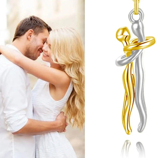 Affectionate Hug Necklace for couples in punk street style with snake bone chain