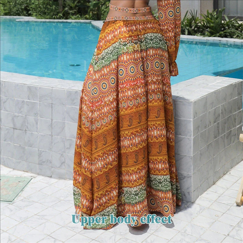 Elegant Women's Floral Long Sleeve Dress in vibrant orange, perfect for spring and summer occasions.