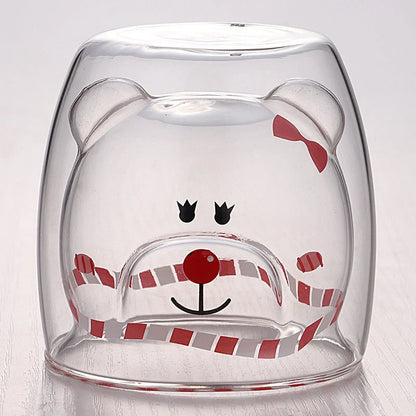 3D double-layer panda cup with skull design and festive inner Christmas tree