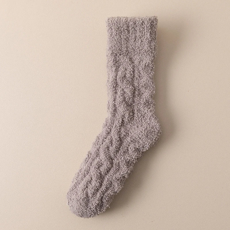 Plush velvet fleece socks in a variety of warm and cosy colours
