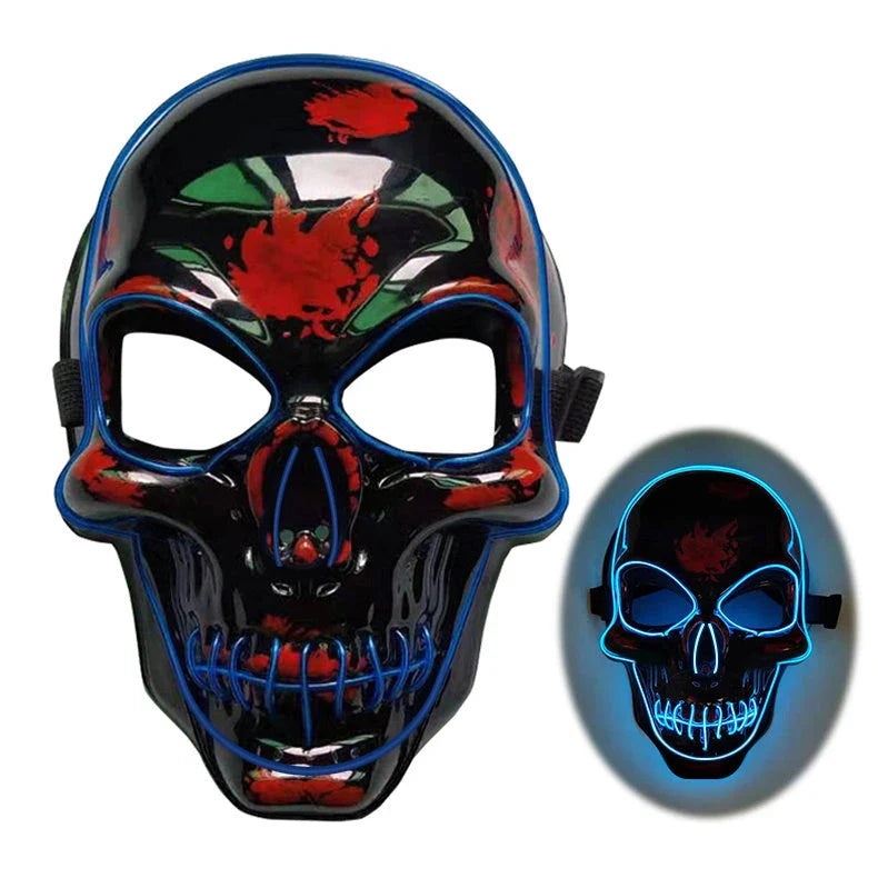 Spooktacular LED Skeleton Mask in a variety of vibrant colours, featuring four lighting modes for the perfect eerie ambiance