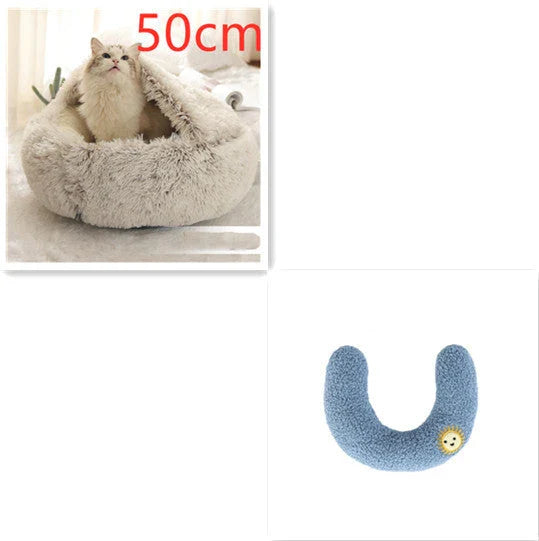 Cozy and comfortable 2-in-1 pet bed for cats and dogs, featuring plush, warm, and soft materials