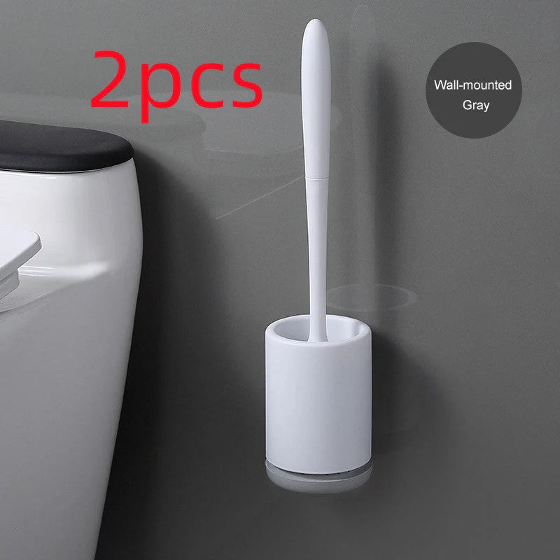 High-quality toilet brush with soft, decontaminated TPR bristles, ergonomic handle, and versatile floor-standing or wall-mounted design.