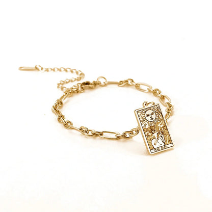 12 Tarot Card Series Fashion Trend Long Oval Link Chain Bracelet in gold and silver finishes