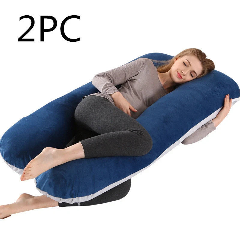 Premium U-shaped pregnancy pillow with soft cotton casing and polyester fiber filling for exceptional comfort and support