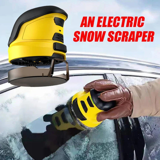 Cordless electric snow scraper with durable ABS construction and specialized plastic scraper head for effortless ice removal from car windshields and windows