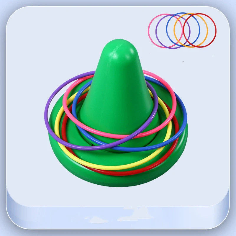 Children's balance training sensory toy with throwing rings in bright colours