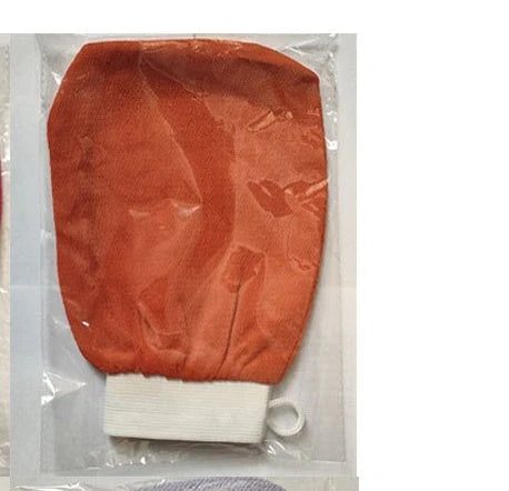 Rayon bath gloves for exfoliation in various colours