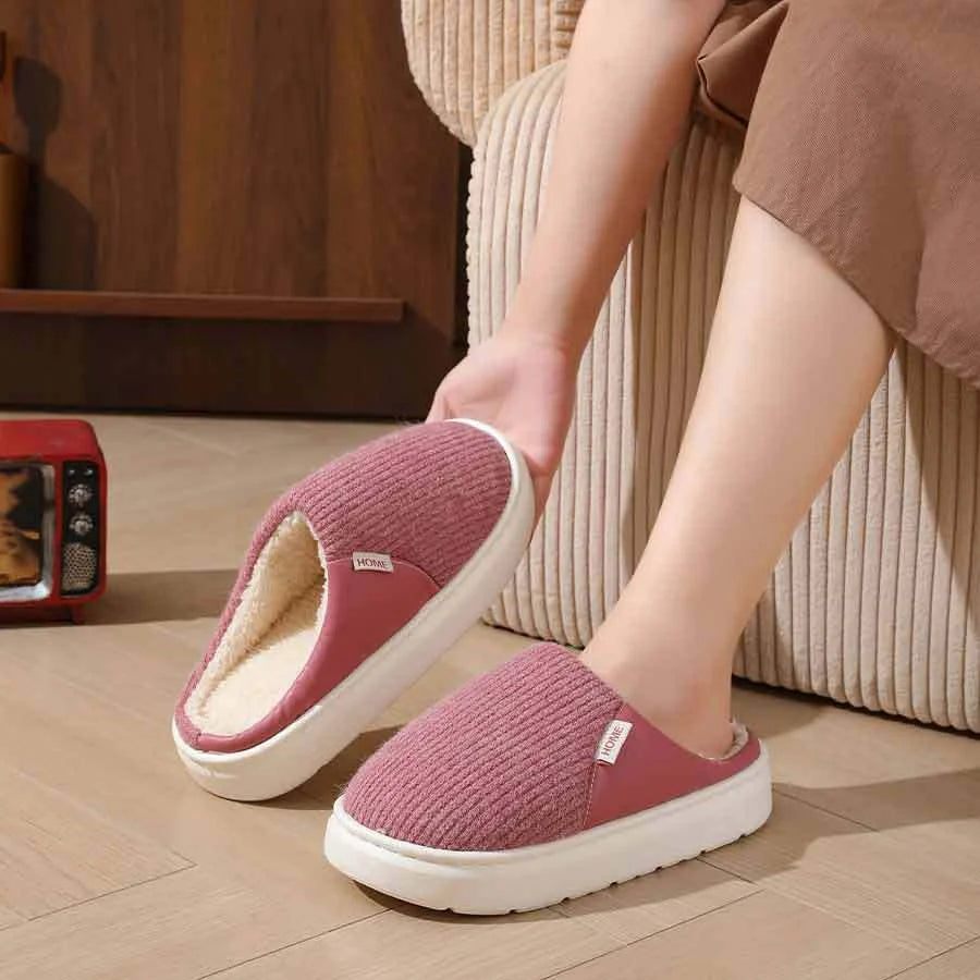 Cosy Plush Bedroom Slippers with Thick Non-Slip Sole for Men and Women