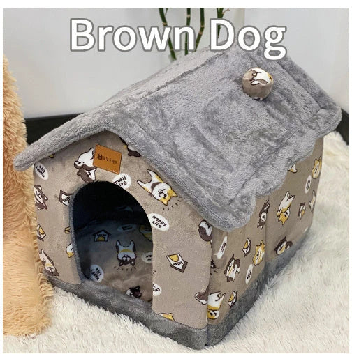 Cozy pet hideaway: Plush, foldable dog house and cat bed in various stylish designs