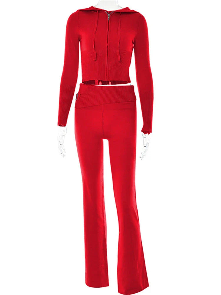 Stylish hoodie suit set with cozy hoodie and high-waisted pants in various colors