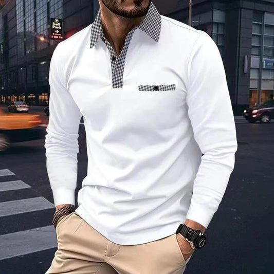 Men's plaid lapel polo shirt in various colours for leisure wear
