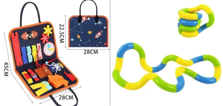 Children's felt busy board for dressing and buttoning skills development