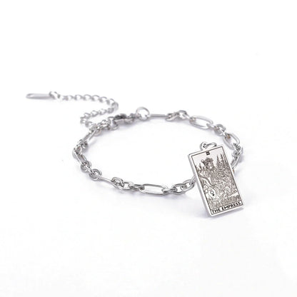 12 Tarot Card Series Fashion Trend Long Oval Link Chain Bracelet in gold and silver finishes